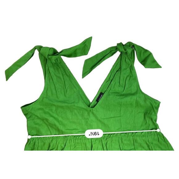 Who What Wear Linen Kelly Green High Waist Top Blouse LARGE Summer Flowy NWOT - Picture 9 of 12